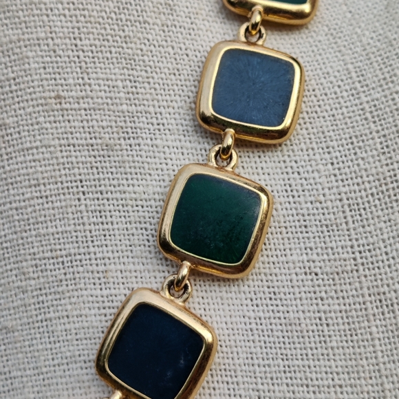 Vintage KJL Reversible enameled squares modernist necklace - Picture 3 of 9